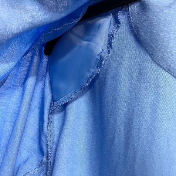 Steve Madden Women's Baldwin Blazer L Blue Rayon Linen Spring 90's Boxy Relaxed - Picture 13 of 16